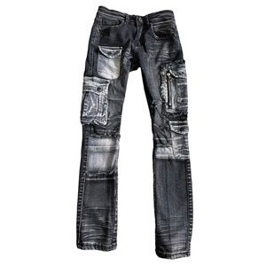 Focus Kids Black Pocket Distressed Jeans Size 12 waist